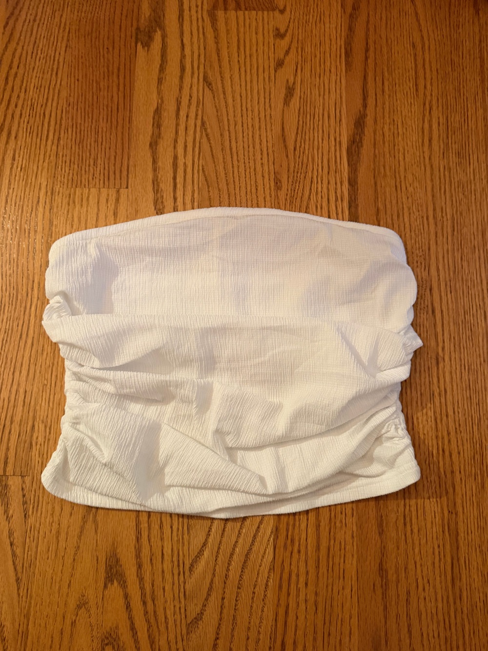 SHEIN White Ruched Strapless Crop Top